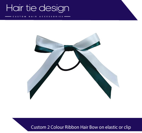 CUSTOM 2 Layer Ribbon Hair Bow on elastic | Sport Hair Ribbon | Sports Hair Bow