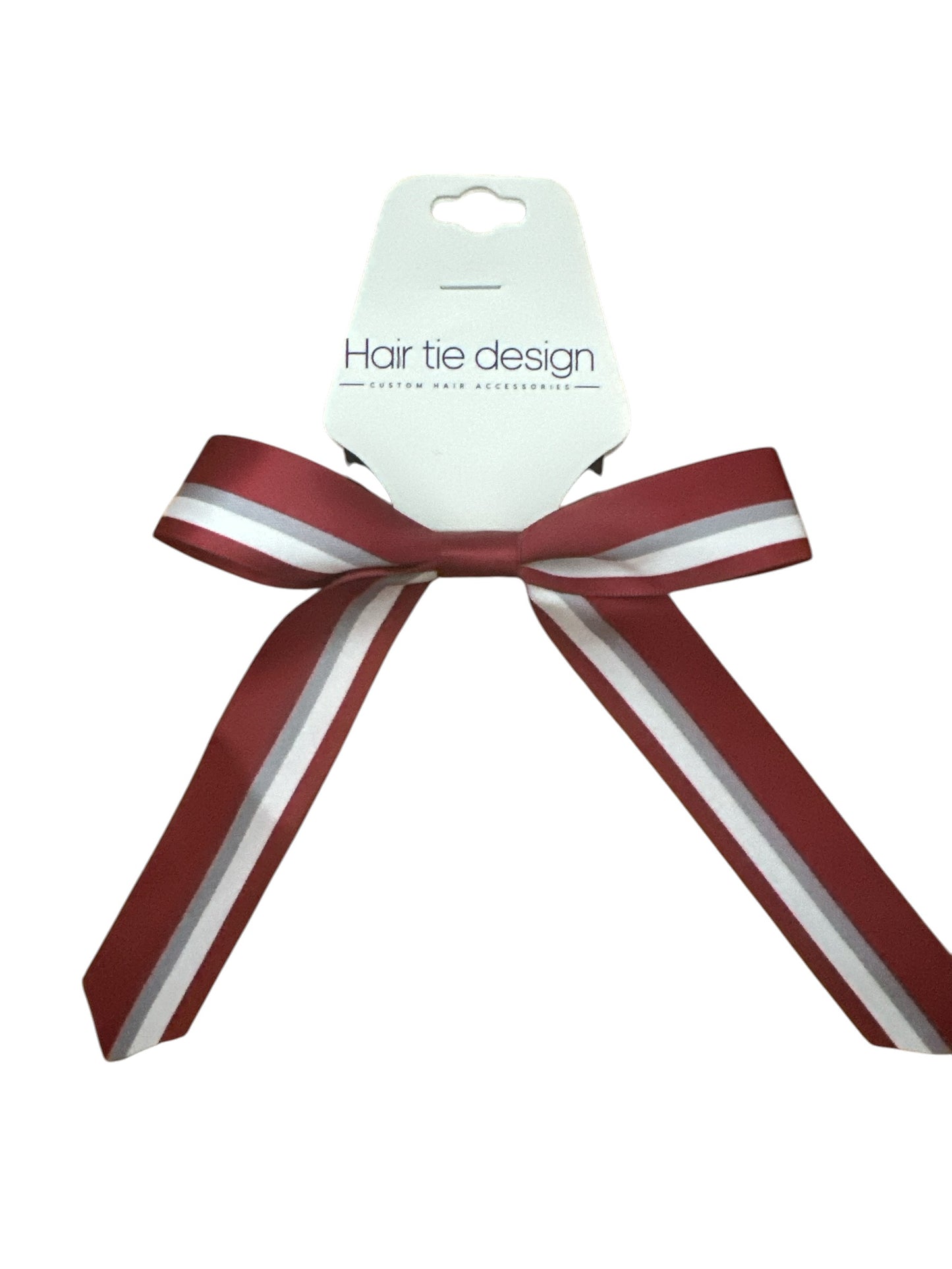 CUSTOM Stripe Hair Bow on elastic | Sport Hair Ribbon | School Hair Bow