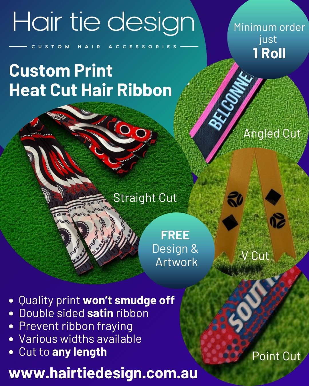 CUSTOM PRINT CUT Hair Ribbon | Heat Cut Hair Ribbon | School Ribbon