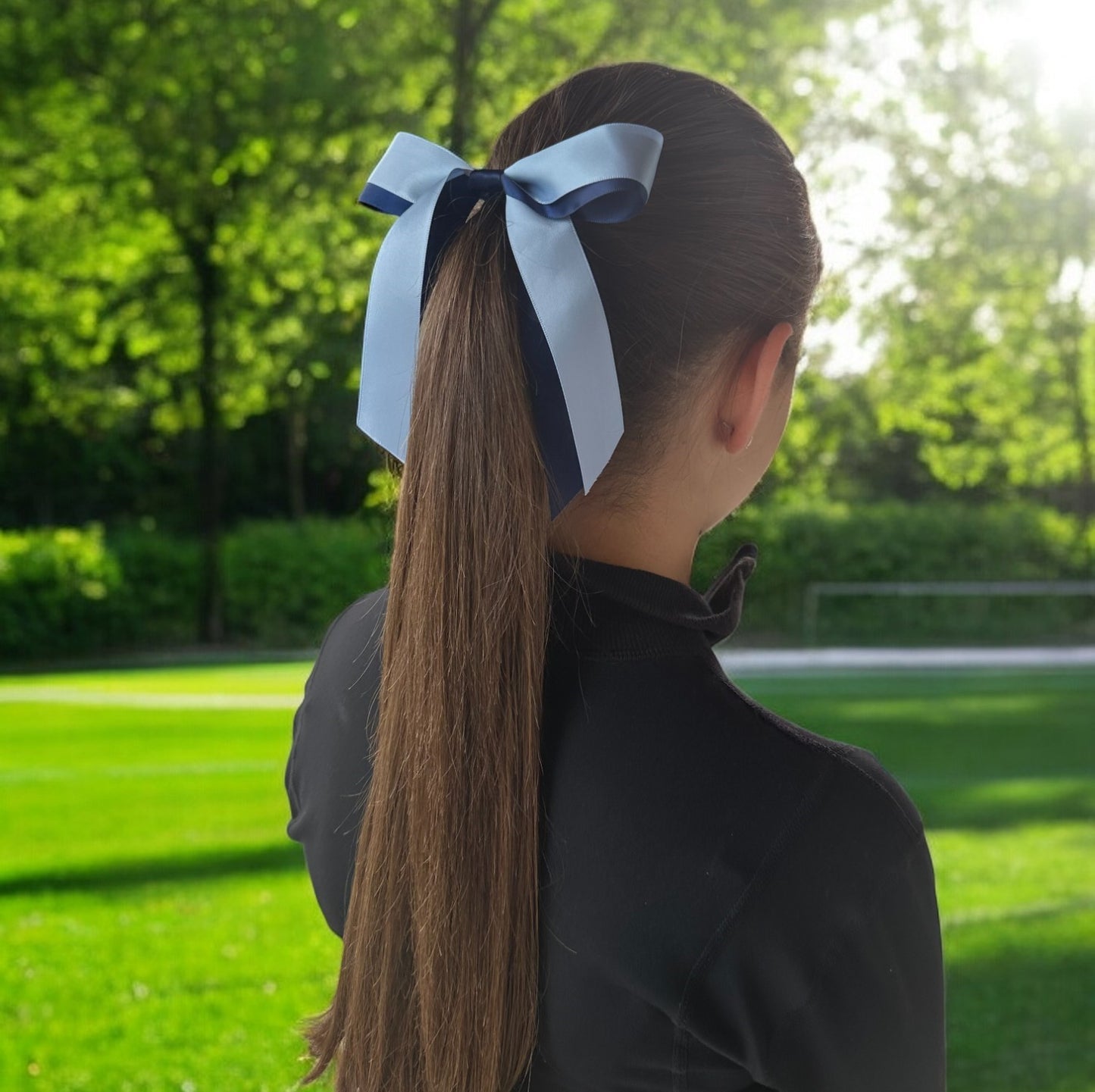 CUSTOM 2 Layer Ribbon Hair Bow on elastic | Sport Hair Ribbon | Sports Hair Bow