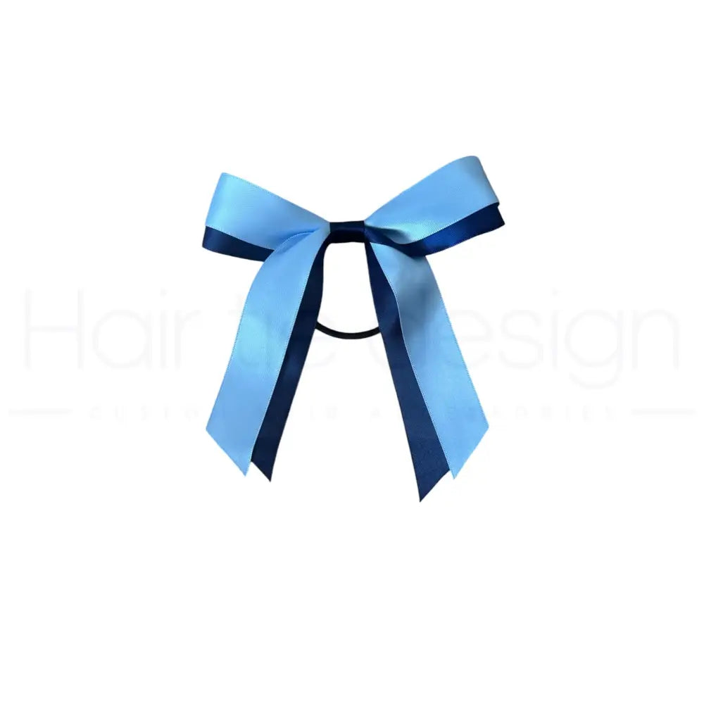 School Colour Ribbon Blue Hair Bow