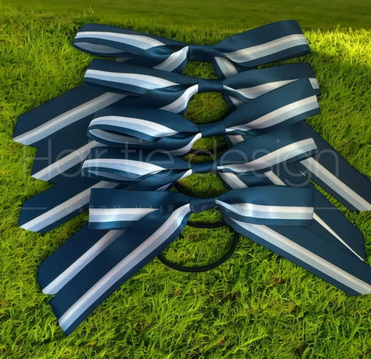 CUSTOM School Stripe Satin Hair Bows on elastic or clip