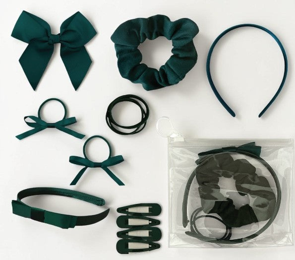 School Hair Accessories in Bottle Green