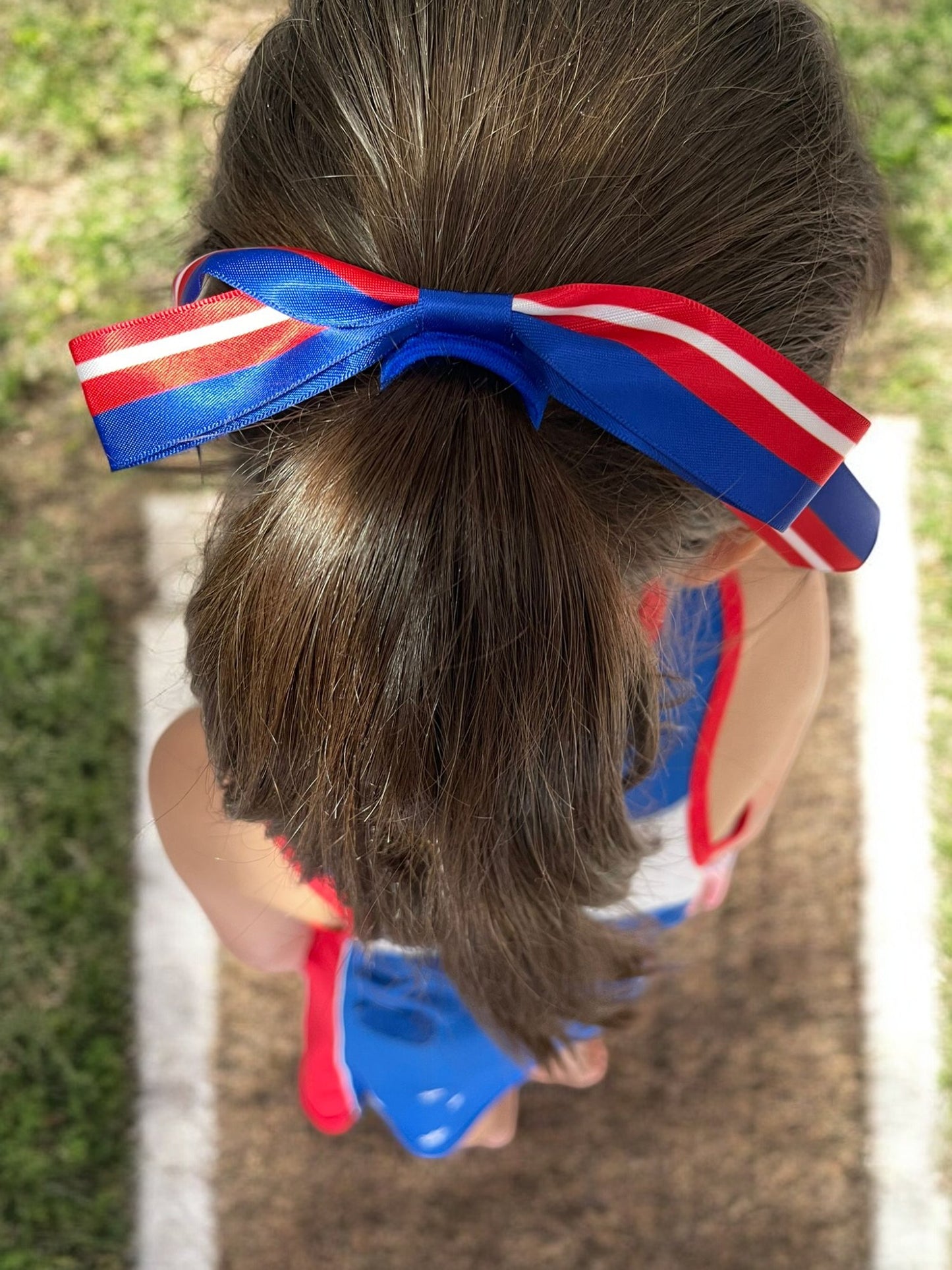 CUSTOM Hair Bow on elastic | Sport Hair Ribbon | School Hair Bow