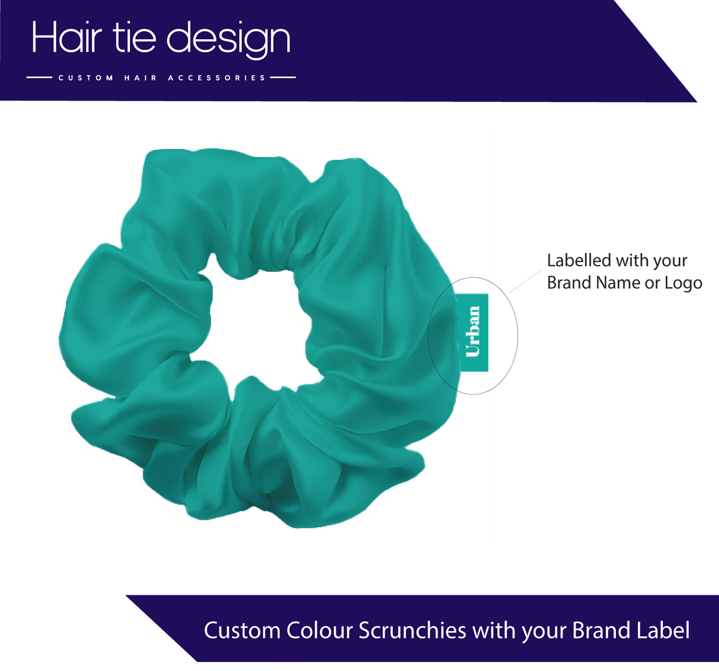 CUSTOM COLOUR Scrunchie with Brand Label