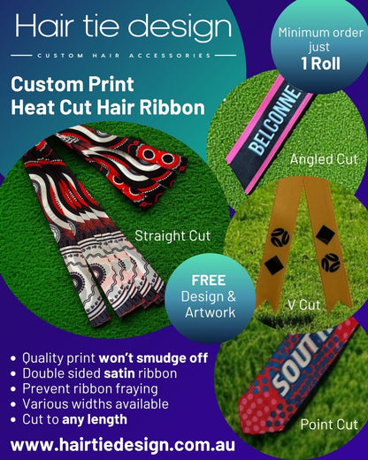 CUSTOM PRINT 91m Ribbon Roll |Sport Hair Ribbon | Netball Ribbon | Personalised Satin Ribbon