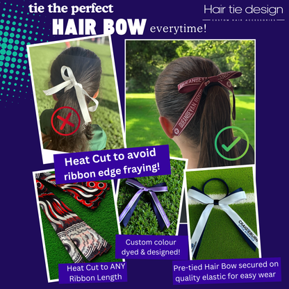 CUSTOM PRINT Cut Hair Ribbon Length 70cm | Heat Cut Hair Ribbon | School Ribbon