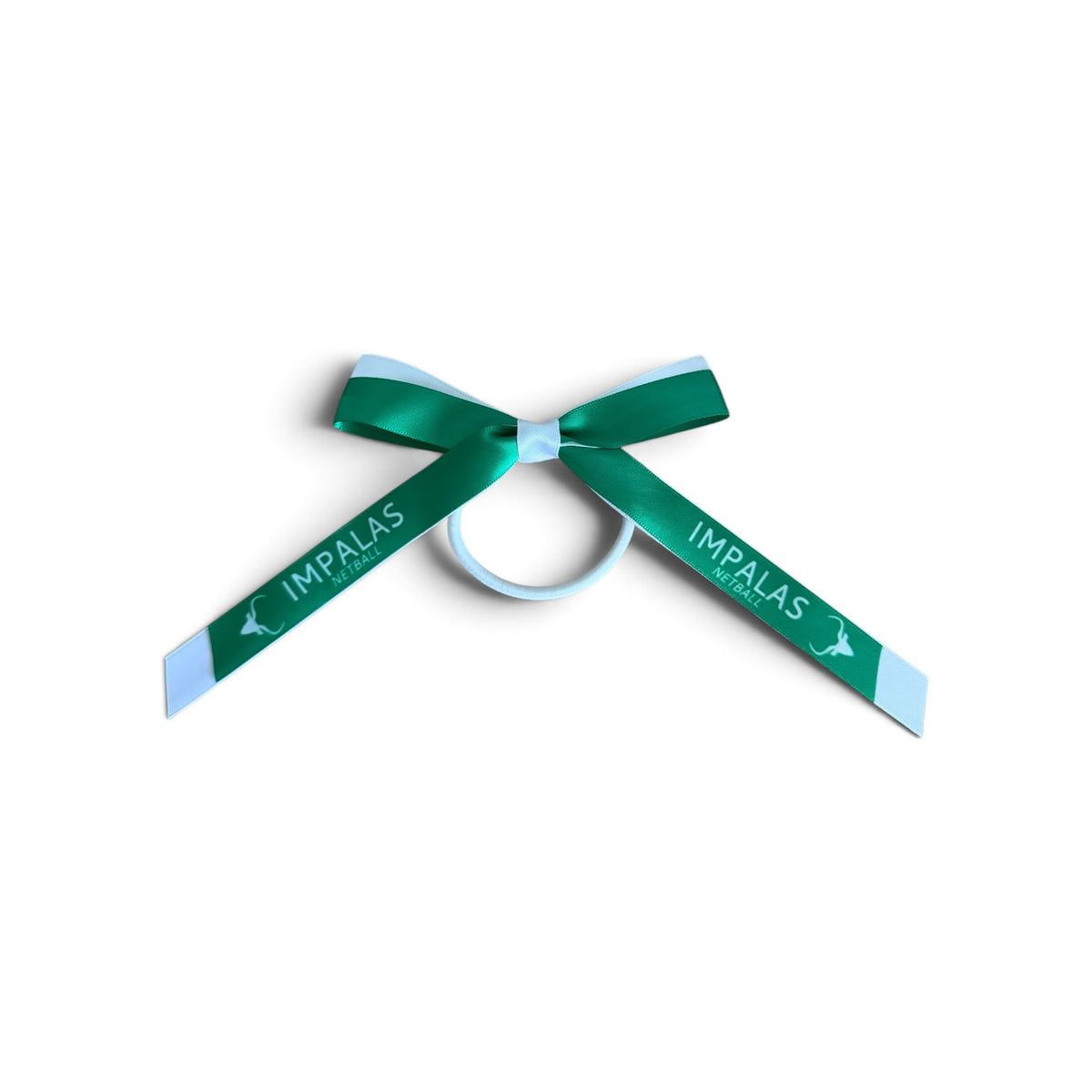 Netball Hair Bow 2 Colours Green and white