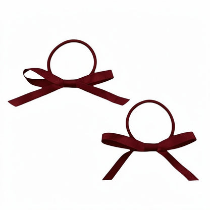 SCHOOL Coloured Satin Bows on Elastics - MINI Pair Hair Tie Design