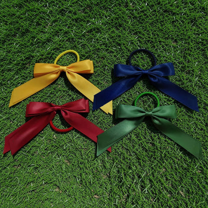 SCHOOL Hair Bows on elastic | Plain Colour 2 Layer Ribbon Hair Bow