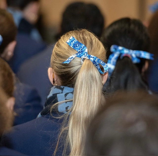 SCHOOL Hair Ribbon | Branded School Ribbon Roll | Cut School Ribbon Hair Tie Design