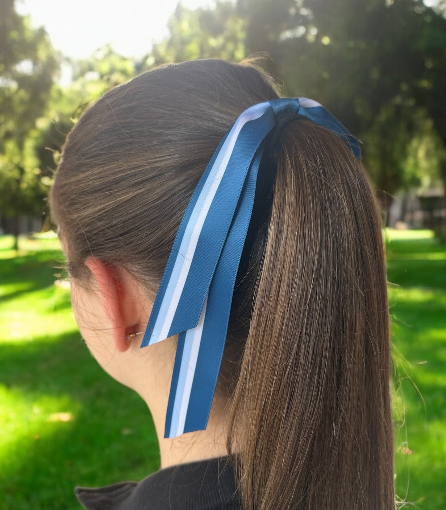 CUSTOM Print Sport Hair Ribbon on elastic | Sports Team Hair Ribbon | Netball Hair Ribbon