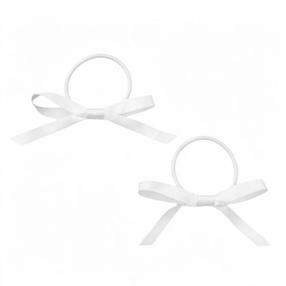 SCHOOL Coloured Satin Bows on Elastics - MINI Pair Hair Tie Design