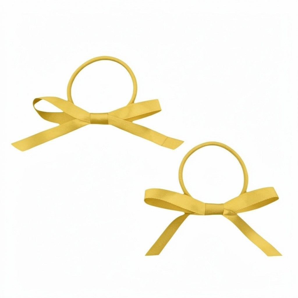 SCHOOL Coloured Satin Bows on Elastics - MINI Pair Hair Tie Design