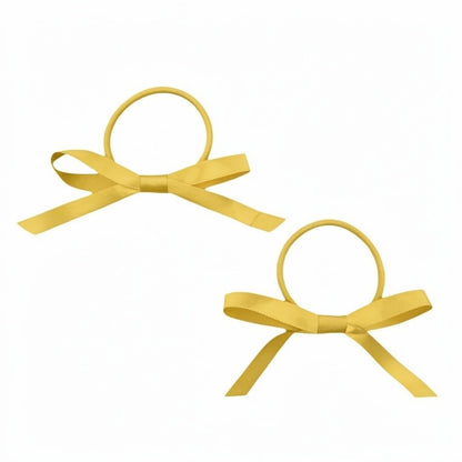 SCHOOL Coloured Satin Bows on Elastics - MINI Pair Hair Tie Design