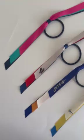 CUSTOM PRINT Sport Hair Ribbon on elastic | Sports Team Hair Ribbon | Netball Hair Ribbon