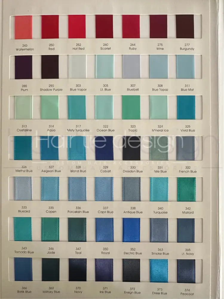 Satin Ribbon Colour Swatches