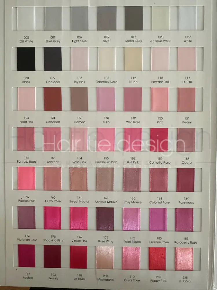 Satin Ribbon Colour Swatches