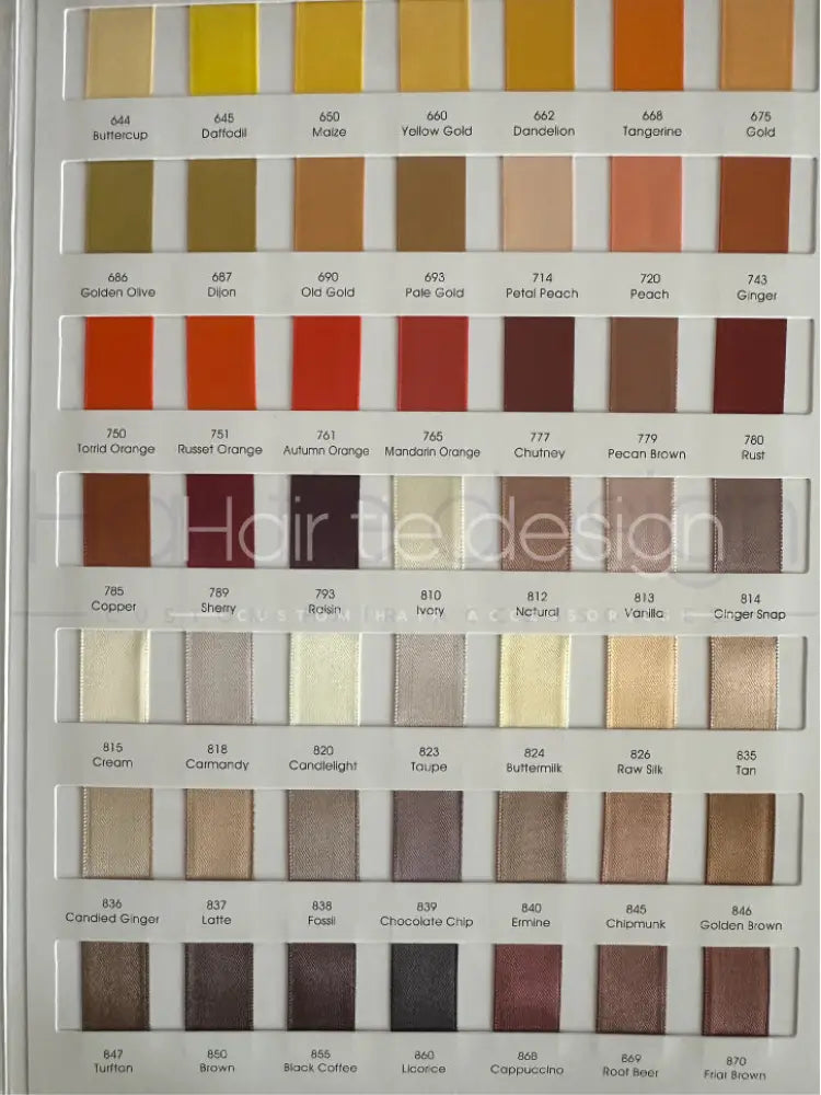 Satin Ribbon Colour Swatches